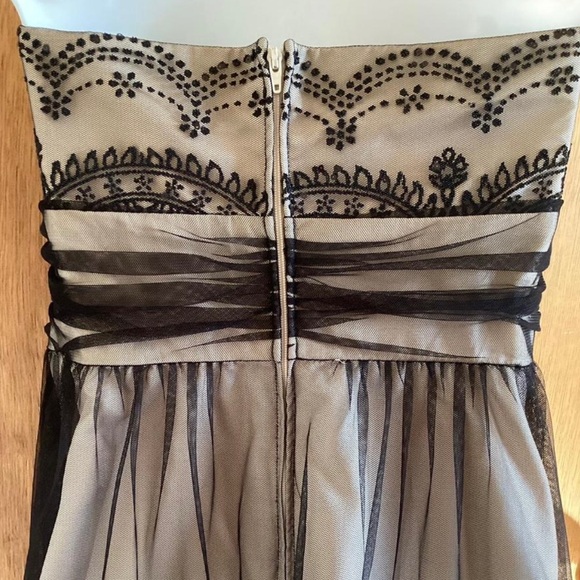 DAVID’S BRIDAL Cream w Black Tulle Beads Strapless Party Dress—NWT—Sz 14 - Picture 5 of 7